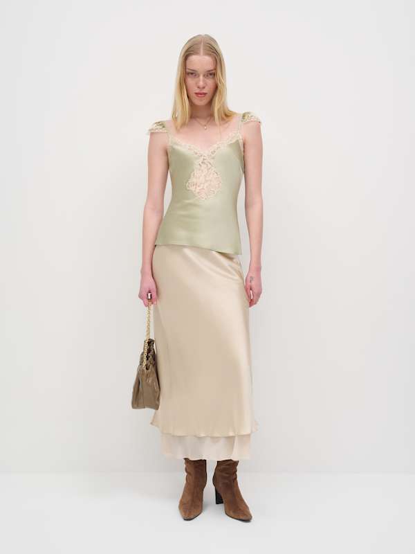 Serafina Silk Top - Dried Herbs